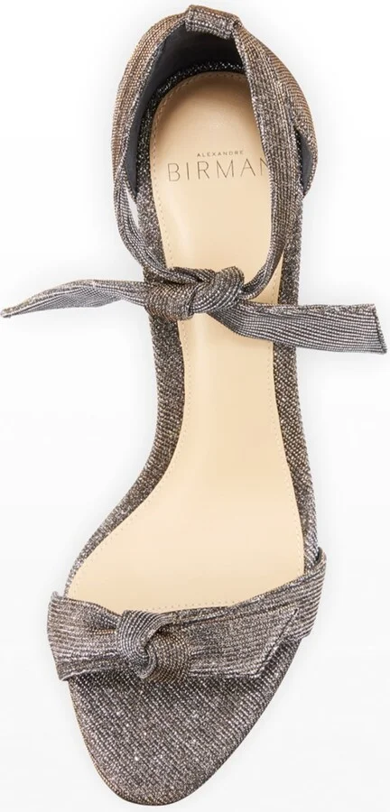 Clarita Mid-Heel Metallic Evening Fabric Sandals - Image 2