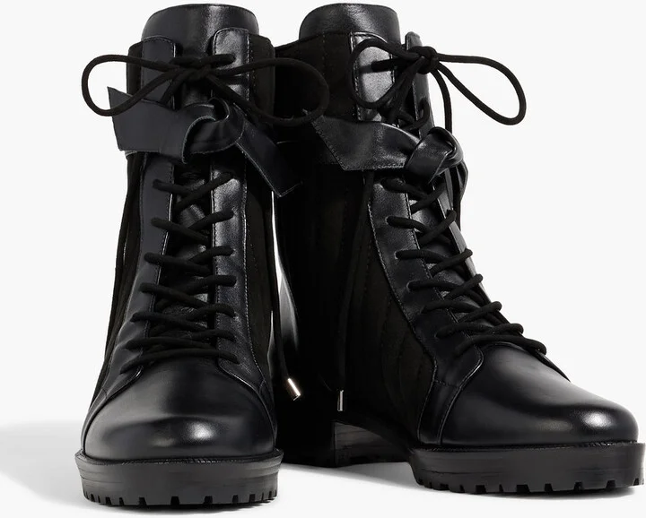 Clarita quilted suede and leather combat boots - Image 2
