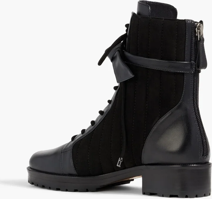 Clarita quilted suede and leather combat boots - Image 3