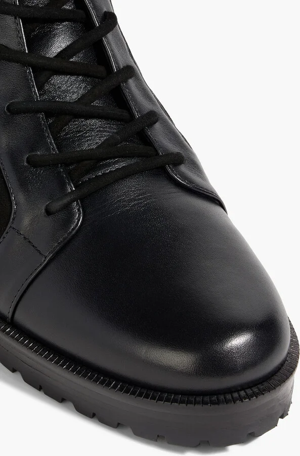 Clarita quilted suede and leather combat boots - Image 4
