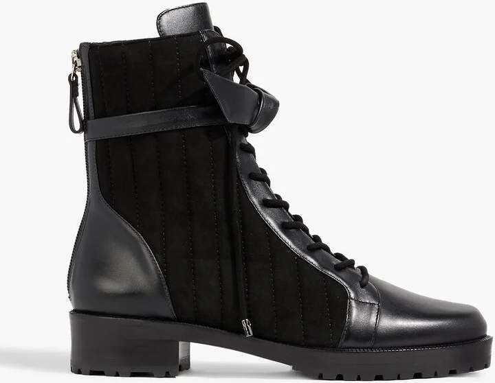 Clarita quilted suede and leather combat boots