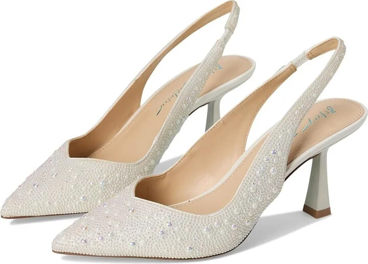 Clark Pump Women's Ivory Rhinestone Slingback Spool Heel KHD2639 (Ivory,8.5)