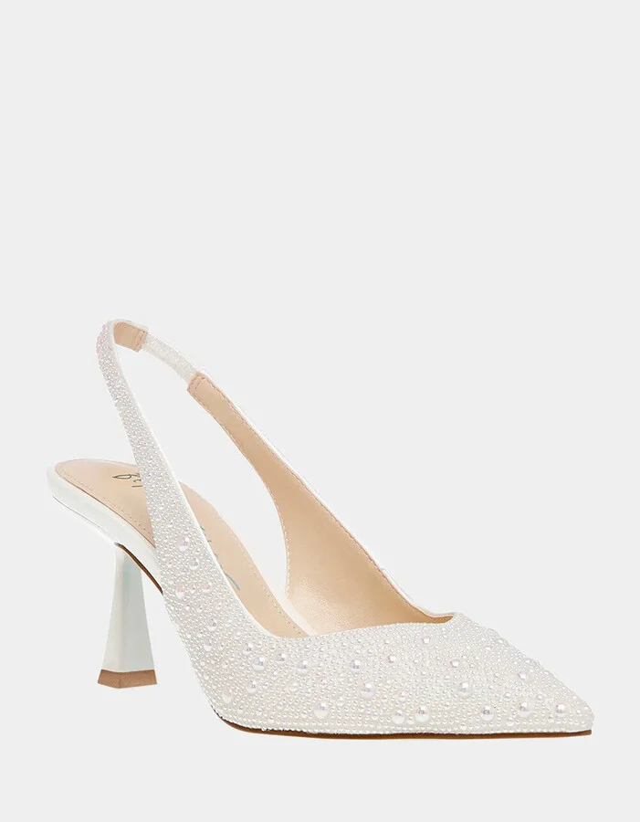 Clark Sb-Clark Womens US 8.5 Ivory Rhinestone Pumps Heels KHD2474