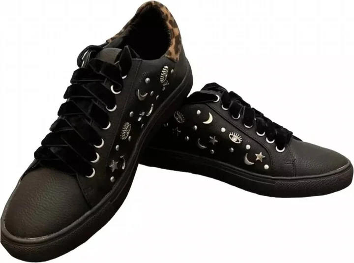 Clark Sneakers Embellished With Stars Moons In Black/leopard