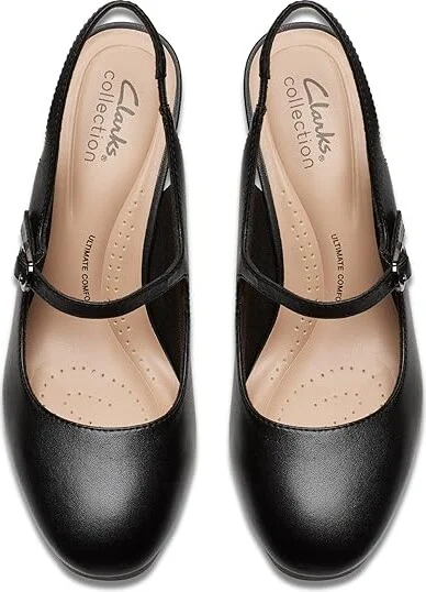 Clarks Ambyr 2 Grace High Women's Heels Black Leather : 10 B - Medium, Leather/Rubber - Image 2