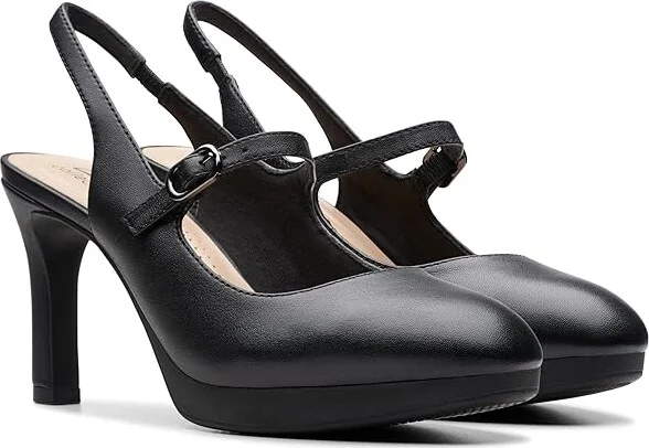 Clarks Ambyr 2 Grace High Women's Heels Black Leather : 10 B - Medium, Leather/Rubber