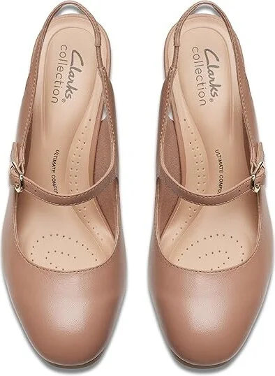 Clarks Ambyr 2 Grace High Women's Heels Warm Beige Leather : 12 B - Medium, Leather/Rubber - Image 2