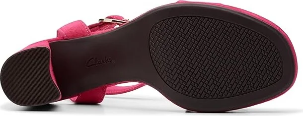 Clarks AmbyrLyn Bay Women's Sandals Fuchsia Suede : 8.5 B - Medium, Leather/Rubber - Image 3
