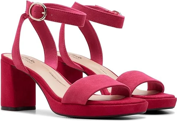 Clarks AmbyrLyn Bay Women's Sandals Fuchsia Suede : 8.5 B - Medium, Leather/Rubber