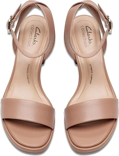 Clarks AmbyrLyn Bay Women's Sandals Warm Beige Leather : 10 B - Medium, Leather/Rubber - Image 2