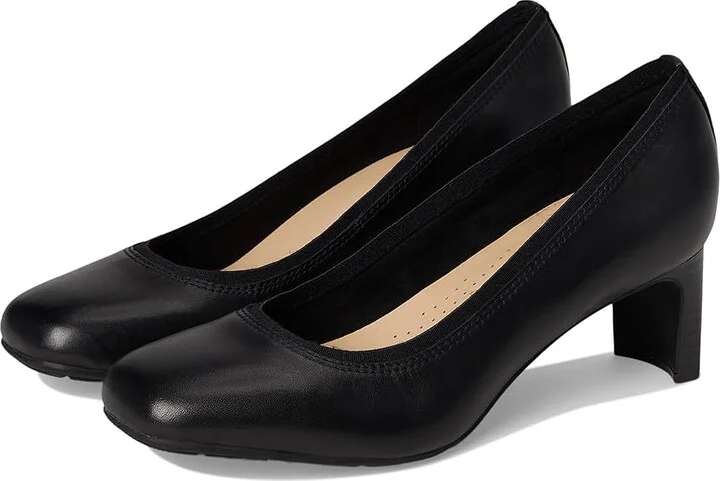 Clarks Anelise Nora High Women's Heels Black Leather : 9.5 B - Medium, Leather/Rubber
