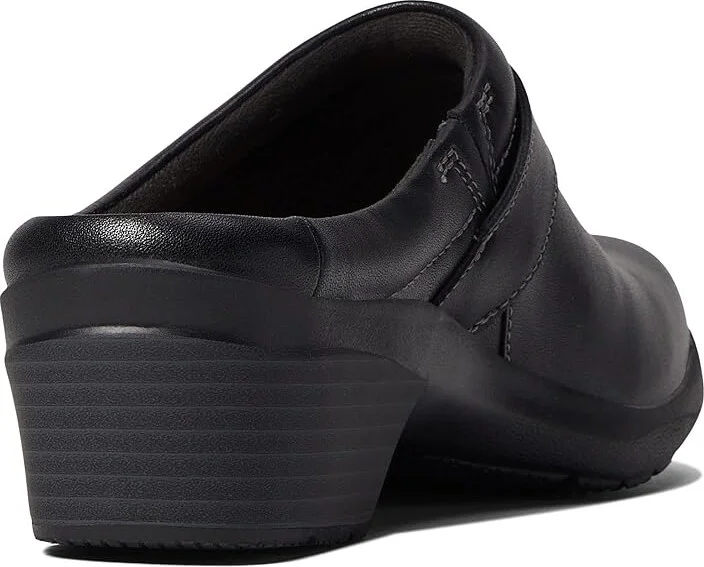 Clarks Angie Mist Women's Clog/Mule Shoes Black Leather : 5 B - Medium - Image 4