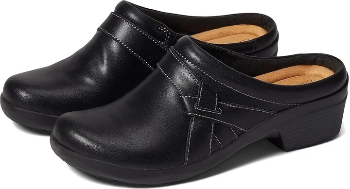 Clarks Angie Mist Women's Clog/Mule Shoes Black Leather : 5 B - Medium
