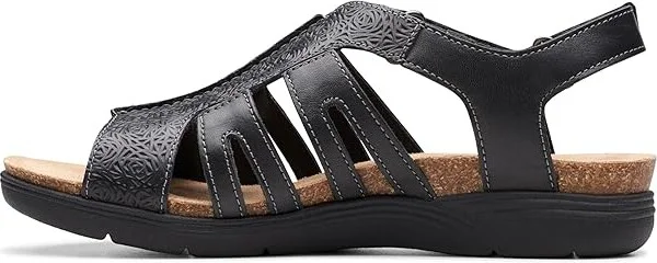 Clarks April Belle Women's Sandals Black Leather : 8 A - Narrow - Image 4