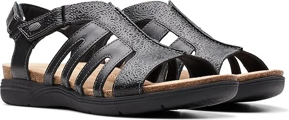 Clarks April Belle Women's Sandals Black Leather : 8 A - Narrow