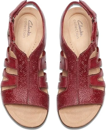 Clarks April Belle Women's Sandals Red Leather : 11 B - Medium - Image 2