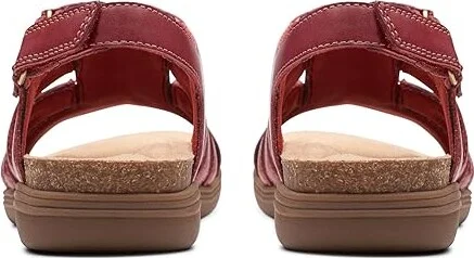 Clarks April Belle Women's Sandals Red Leather : 11 B - Medium - Image 4