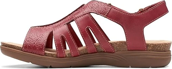 Clarks April Belle Women's Sandals Red Leather : 11 B - Medium - Image 5