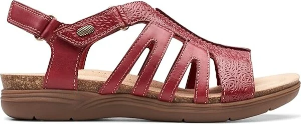 Clarks April Belle Women's Sandals Red Leather : 11 B - Medium - Image 6