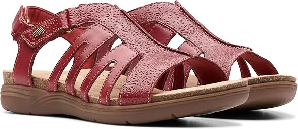 Clarks April Belle Women's Sandals Red Leather : 11 B - Medium