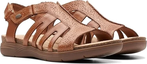 Clarks April Belle Women's Sandals Tan Leather : 5.5 B - Medium