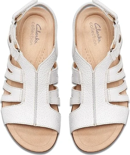 Clarks April Belle Women's Sandals White Leather : 11 A - Narrow - Image 2