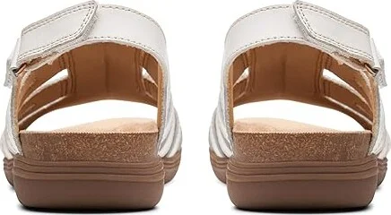 Clarks April Belle Women's Sandals White Leather : 11 A - Narrow - Image 4