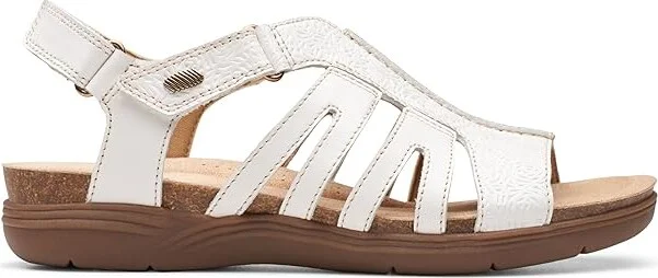 Clarks April Belle Women's Sandals White Leather : 11 A - Narrow - Image 6