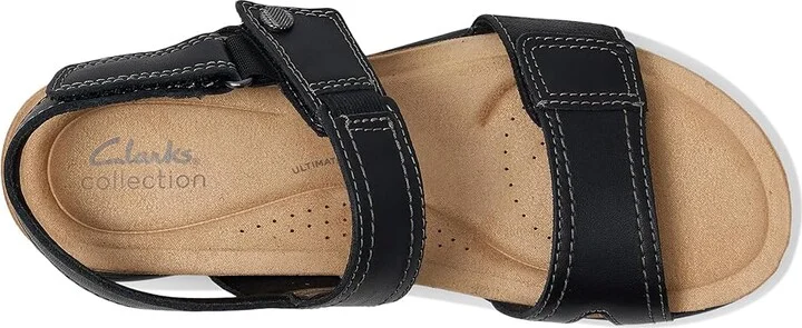 Clarks April Clover Women's Sandals Black Combi Leather : 9 D - Wide - Image 2