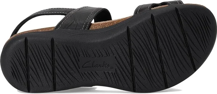 Clarks April Clover Women's Sandals Black Combi Leather : 9 D - Wide - Image 3