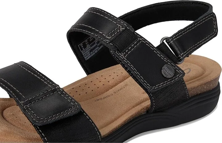 Clarks April Clover Women's Sandals Black Combi Leather : 9 D - Wide - Image 7