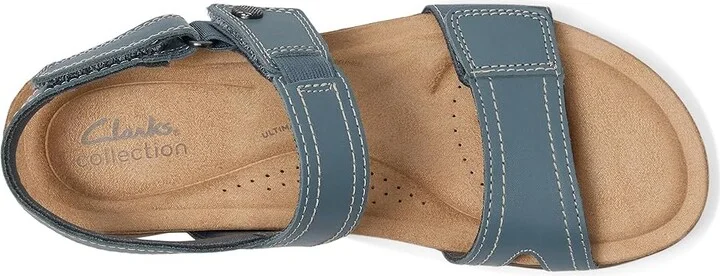Clarks April Clover Women's Sandals Blue Grey Combi Leather : 9.5 A - Narrow - Image 2