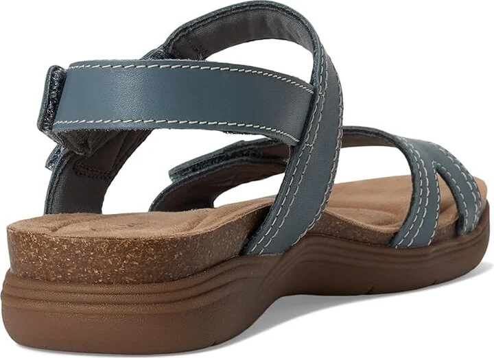 Clarks April Clover Women's Sandals Blue Grey Combi Leather : 9.5 A - Narrow - Image 4