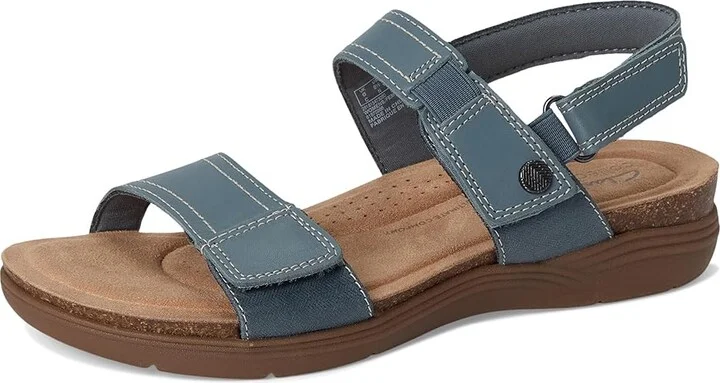 Clarks April Clover Women's Sandals Blue Grey Combi Leather : 9.5 A - Narrow - Image 5