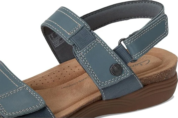Clarks April Clover Women's Sandals Blue Grey Combi Leather : 9.5 A - Narrow - Image 7