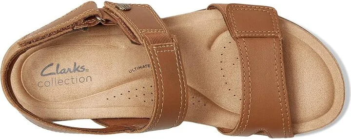 Clarks April Clover Women's Sandals Tan Combi Leather : 9 B - Medium - Image 2