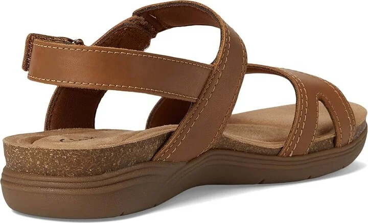 Clarks April Clover Women's Sandals Tan Combi Leather : 9 B - Medium - Image 4