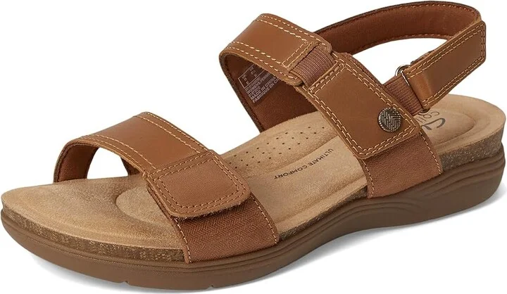 Clarks April Clover Women's Sandals Tan Combi Leather : 9 B - Medium - Image 5