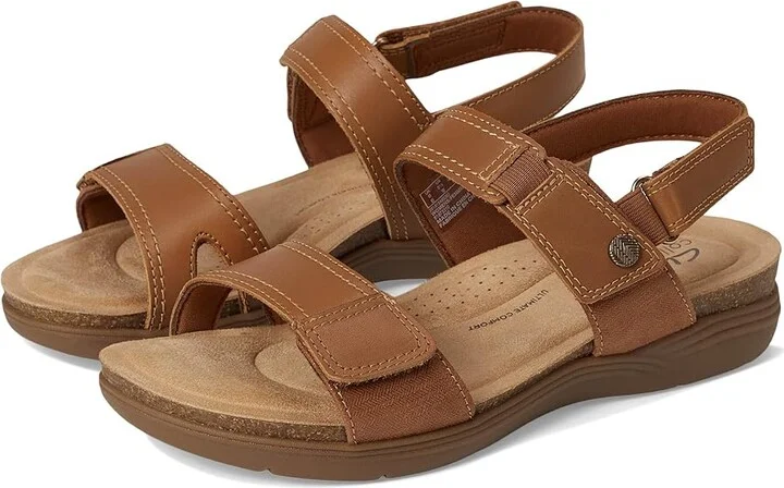 Clarks April Clover Women's Sandals Tan Combi Leather : 9 B - Medium