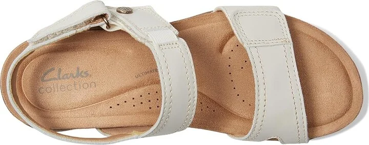 Clarks April Clover Women's Sandals White Combi Leather : 9.5 D - Wide - Image 2