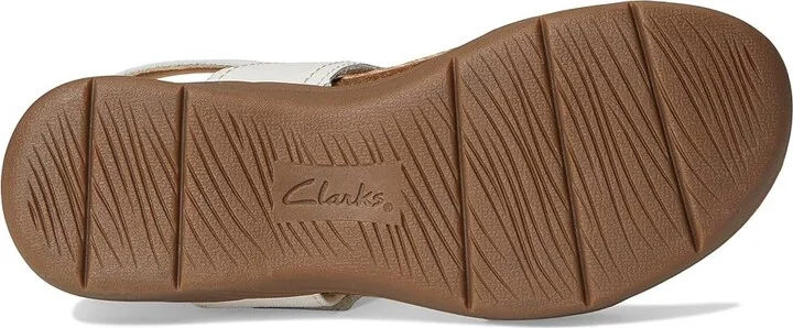 Clarks April Clover Women's Sandals White Combi Leather : 9.5 D - Wide - Image 3