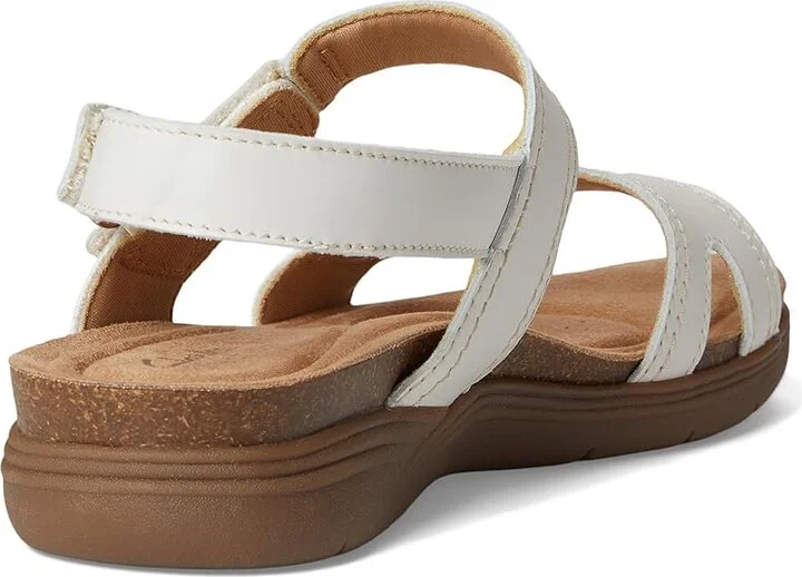 Clarks April Clover Women's Sandals White Combi Leather : 9.5 D - Wide - Image 4