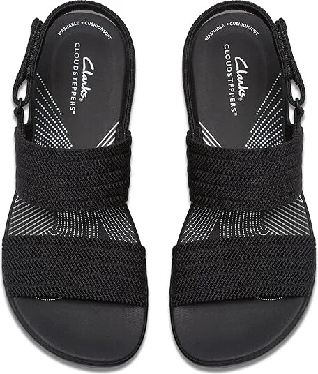 Clarks Arla Stroll Women's Sandals Black Textile : 6.5 B - Medium, Rubber - Image 2