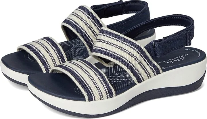 Clarks Arla Stroll Women's Sandals Navy Textile : 12 B - Medium, Rubber