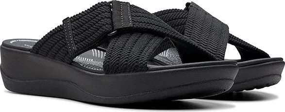 Clarks Arla Wave Women's Sandals Black Textile : 8.5 B - Medium, Rubber