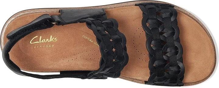 Clarks Arwell Glide Women's Sandals Black Combi Leather : 6 C - Wide - Image 2