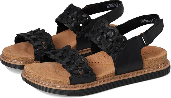 Clarks Arwell Glide Women's Sandals Black Combi Leather : 6 C - Wide