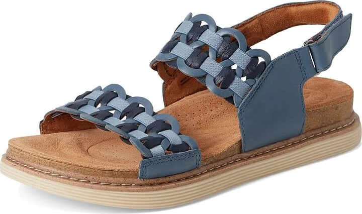 Clarks Arwell Glide Women's Sandals Blue Combi Leather : 11 C - Wide - Image 5