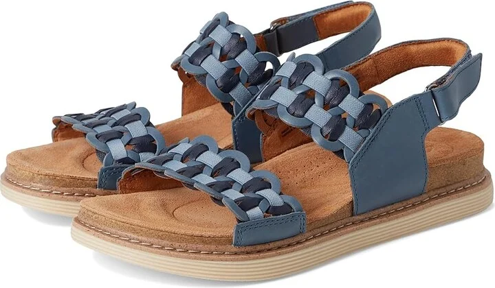 Clarks Arwell Glide Women's Sandals Blue Combi Leather : 11 C - Wide