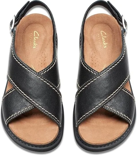 Clarks Arwell Sling Women's Sandals Black Leather : 5 B - Medium, Leather/Rubber - Image 2
